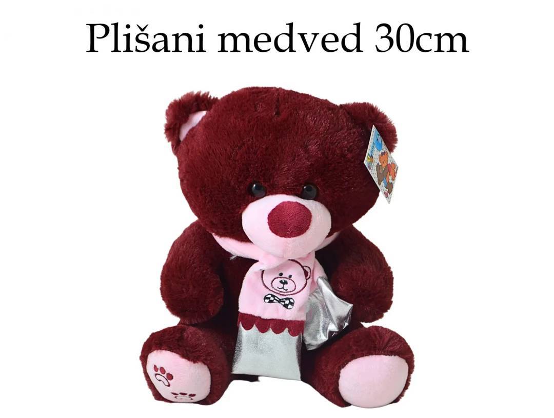 Плюшевий ведмедик із шарфом, 30 cm