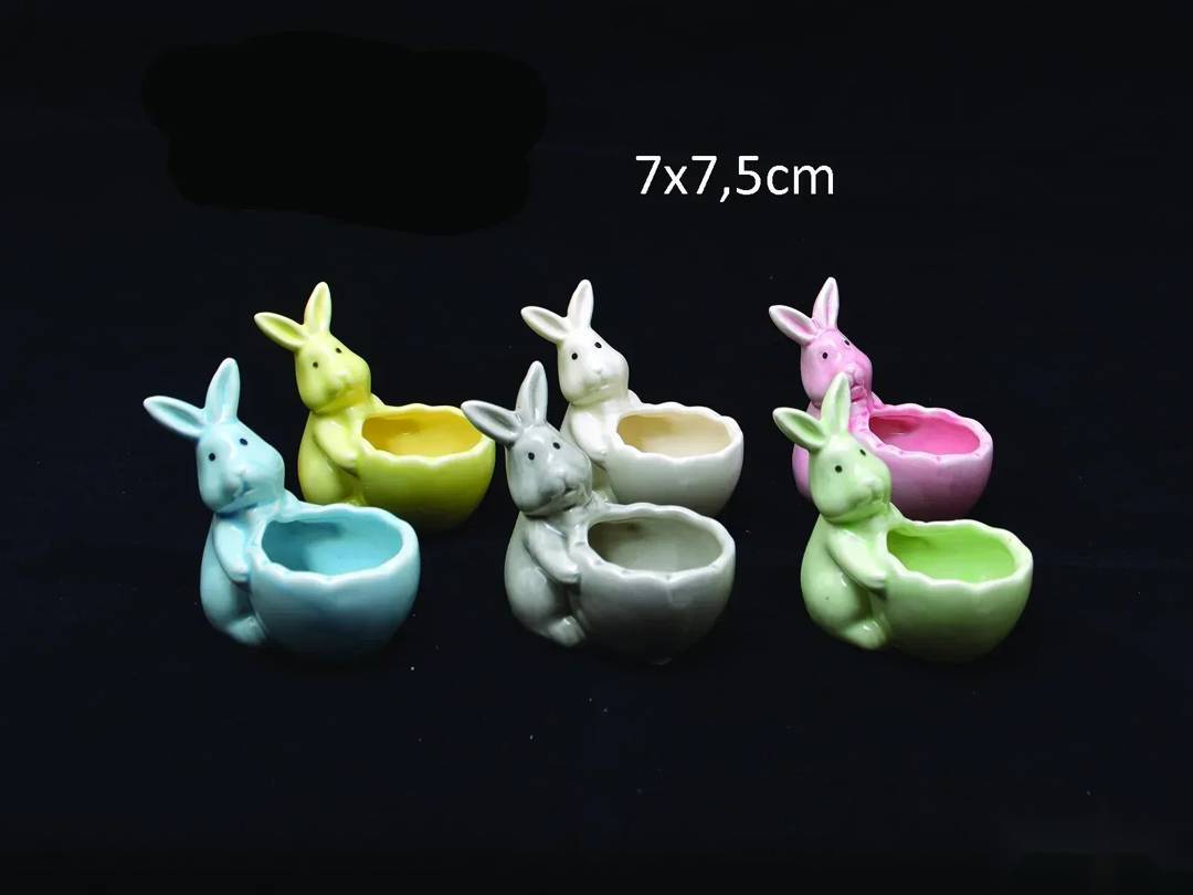 Керамічний великодній зайчик з ємністю, 7 cm