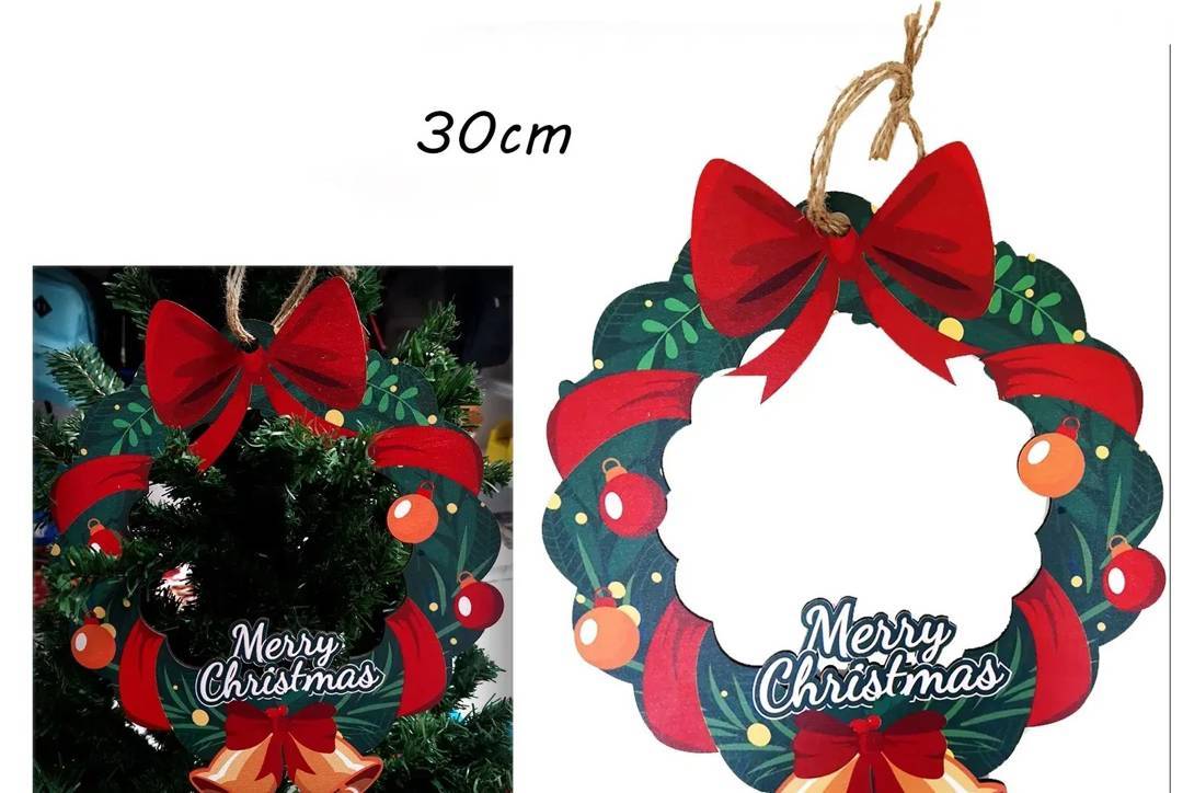 Новорічний вінок Merry Christmas з ДВП, 30 cm