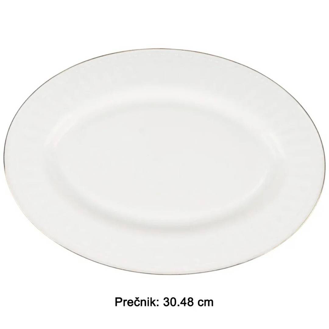 Овальна таріль з аркопалу із золотою смугою, 30×21 cm