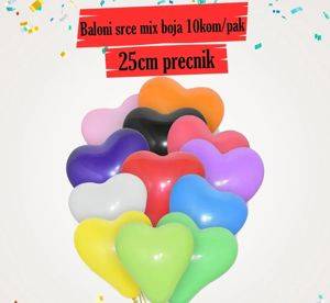 Латексні кульки у формі серця, мікс кольорів, 10 шт. — Šabac