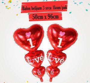 Фольгована кулька Три серця I love you, 96×50 cm — Šabac