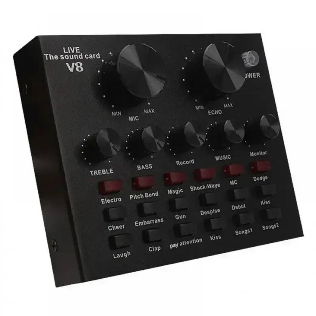 Externe USB-Soundkarte V8 mit Bluetooth und Effekten