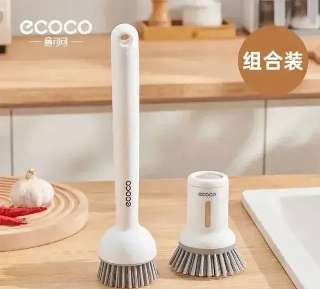 Ecoco Spülbürsten-Set: langer Griff und Bürste mit Spülmittelspender