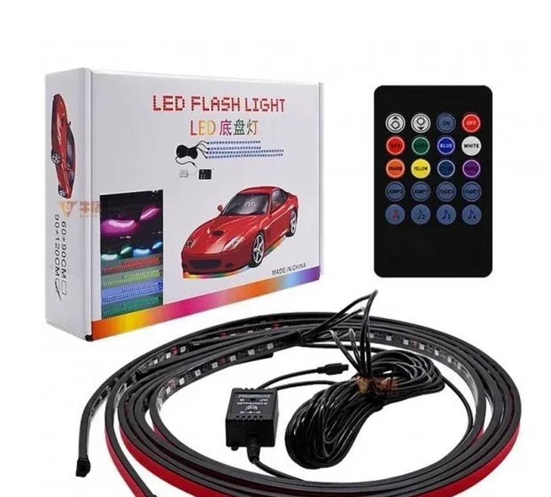 RGB LED-ленты для автомобиля с пультом дистанционного управления, 2 × 60 и 2 × 90 см