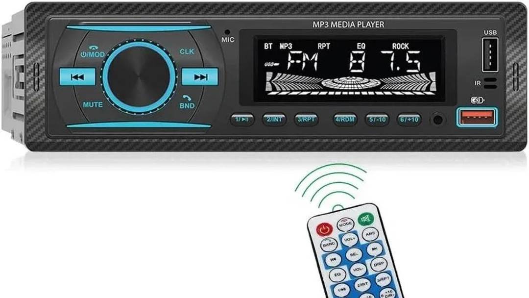 Radio auto 1-DIN cu Bluetooth, 2 porturi USB și telecomandă