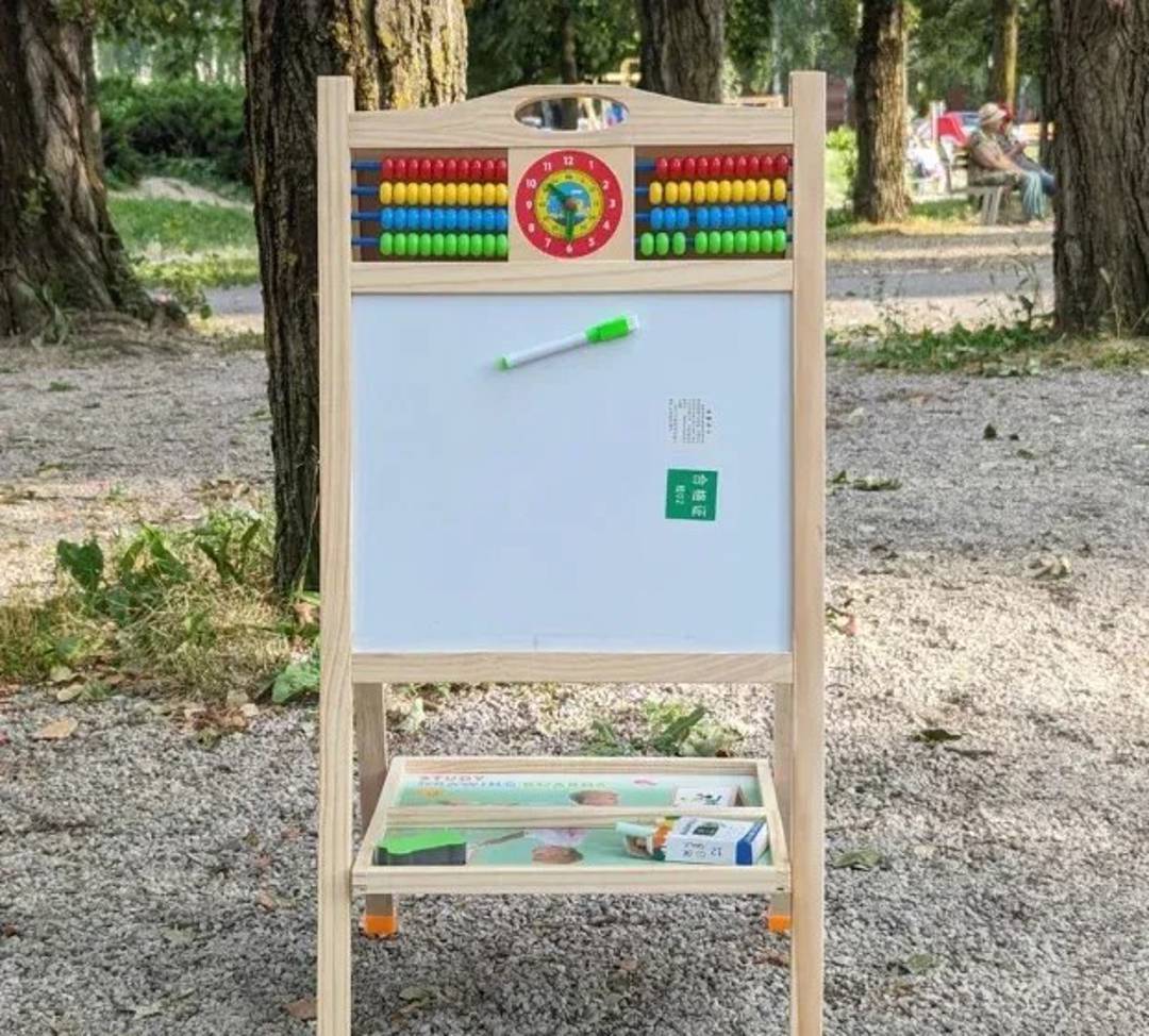 Dvostrana drvena tabla za crtanje sa stalkom, 64 x 40,5 cm