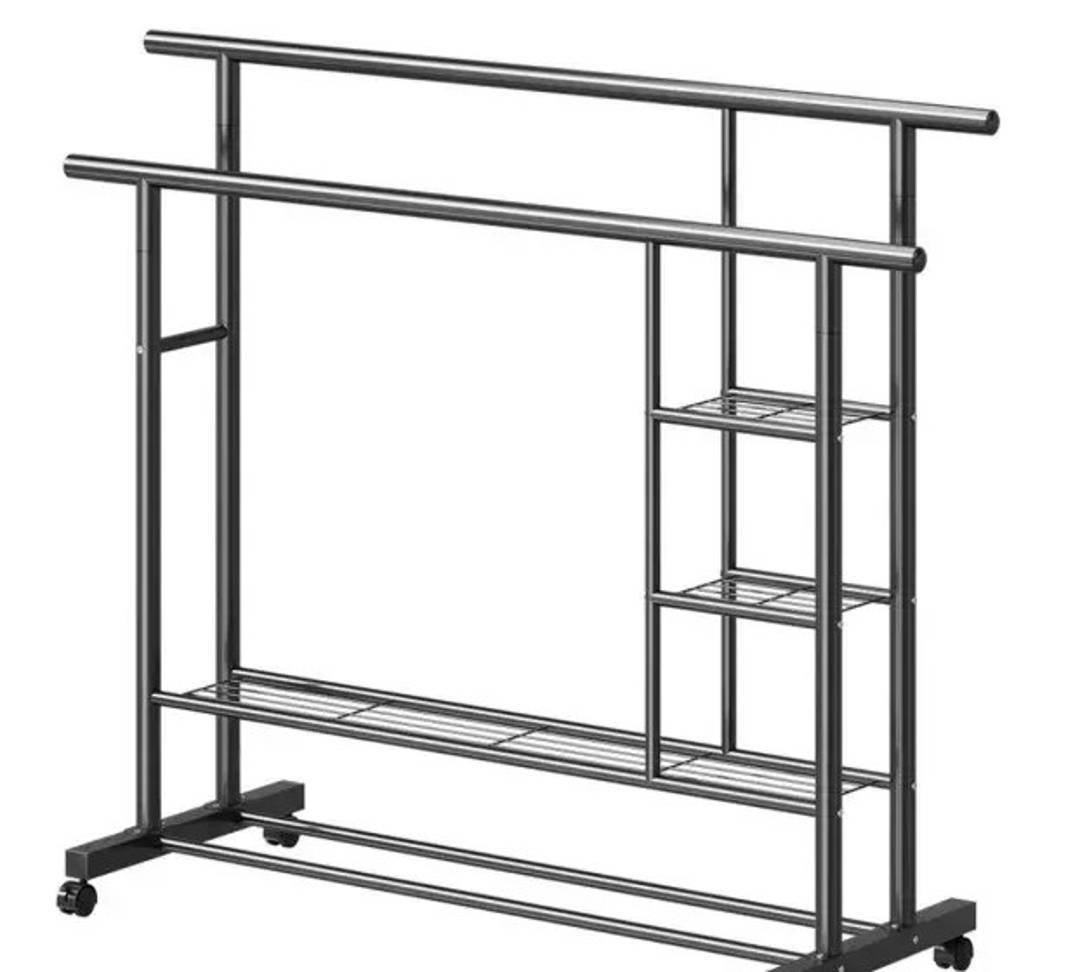 Металлическая двойная стойка для одежды с полками, 150 x 148 x 40 см