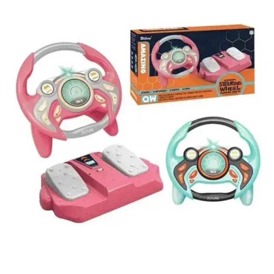 Kinder-Spielzeuglenkrad mit Gaspedal, Sound und Licht