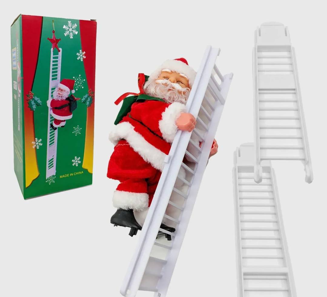 Elektrischer Weihnachtsmann, der eine Leiter hochklettert, 65 cm