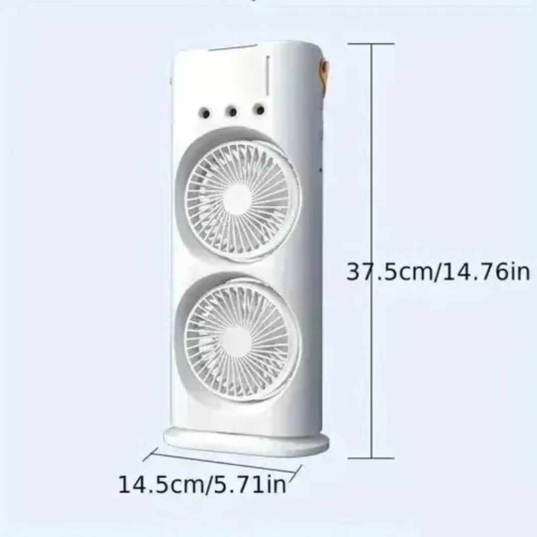 Ventilator portabil cu două capete și pulverizare de ceață de apă, RGB