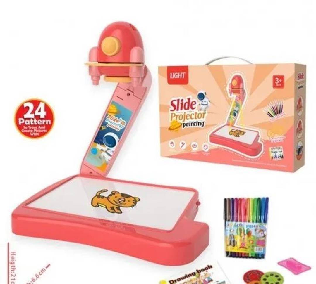 Zeichenprojektor für Kinder mit Dias und 12 Filzstiften, klein