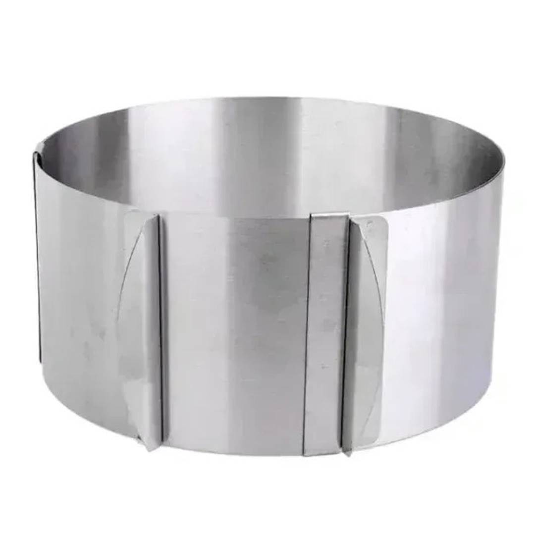 Adjustable stainless steel cake ring, 16–30 cm diameter