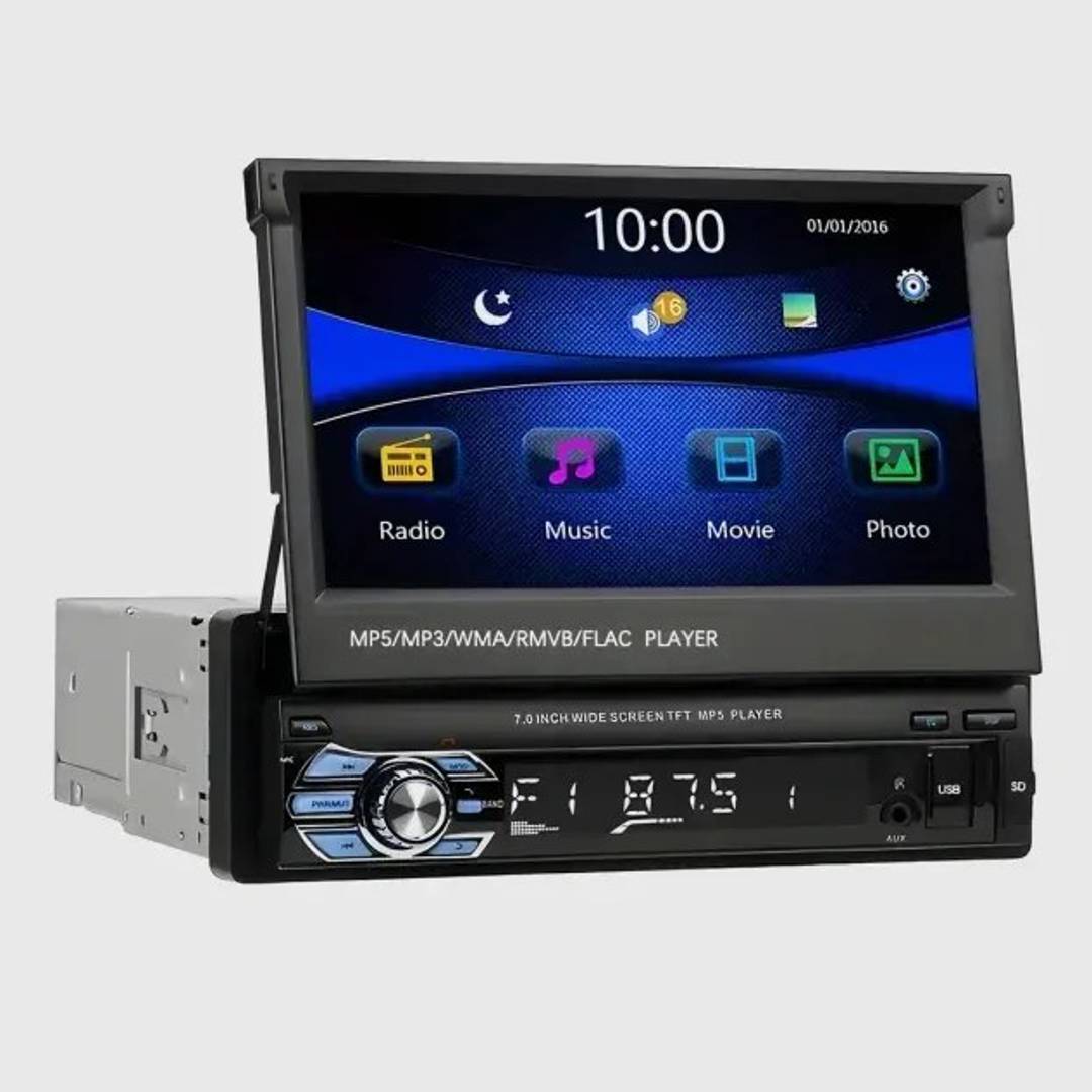 Radio auto 1-DIN cu ecran retractabil de 7", USB, SD și AUX