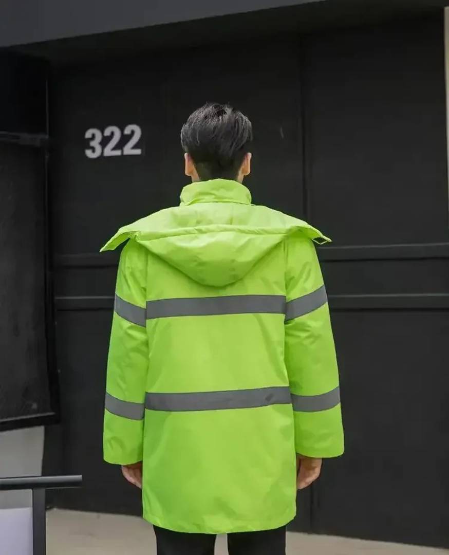 Reflektujuća radna jakna sa kapuljačom, fluo žuta