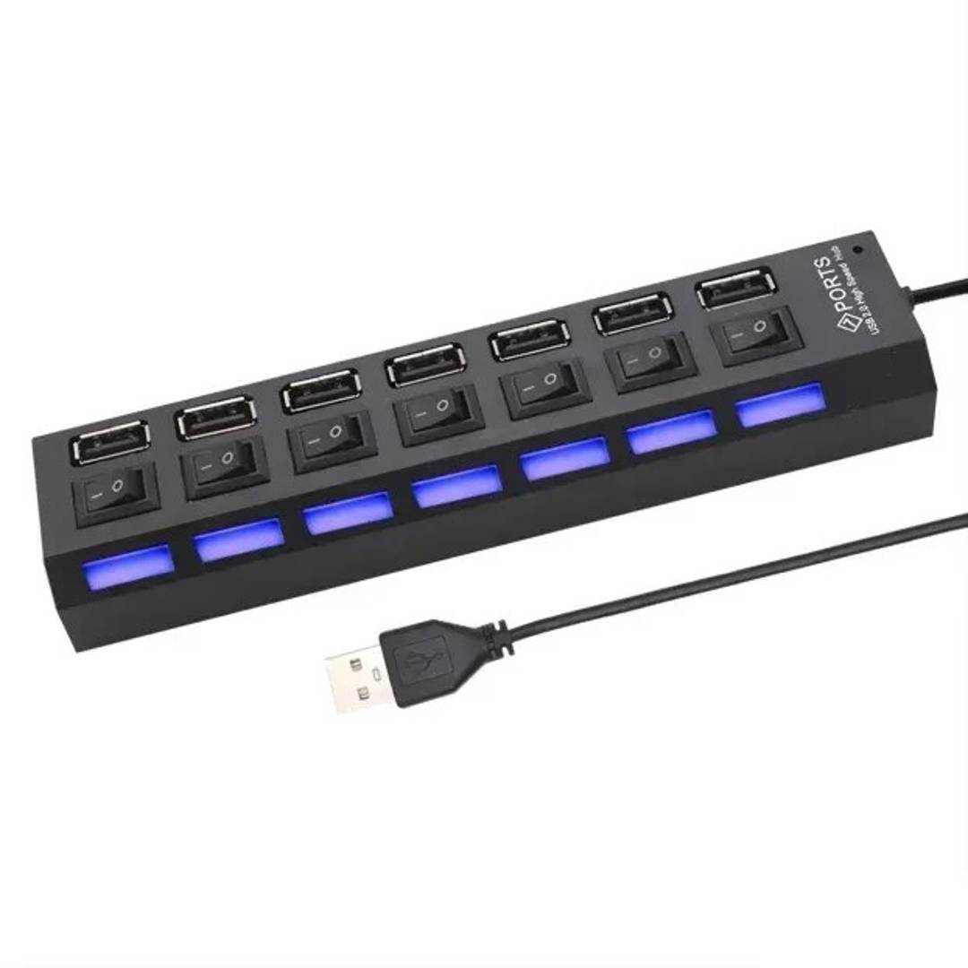 USB 2.0 hub with 7 ports and individual switches
