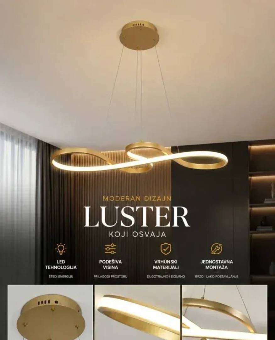 Hängende LED-Pendelleuchte Infinity in Gold, 35 W
