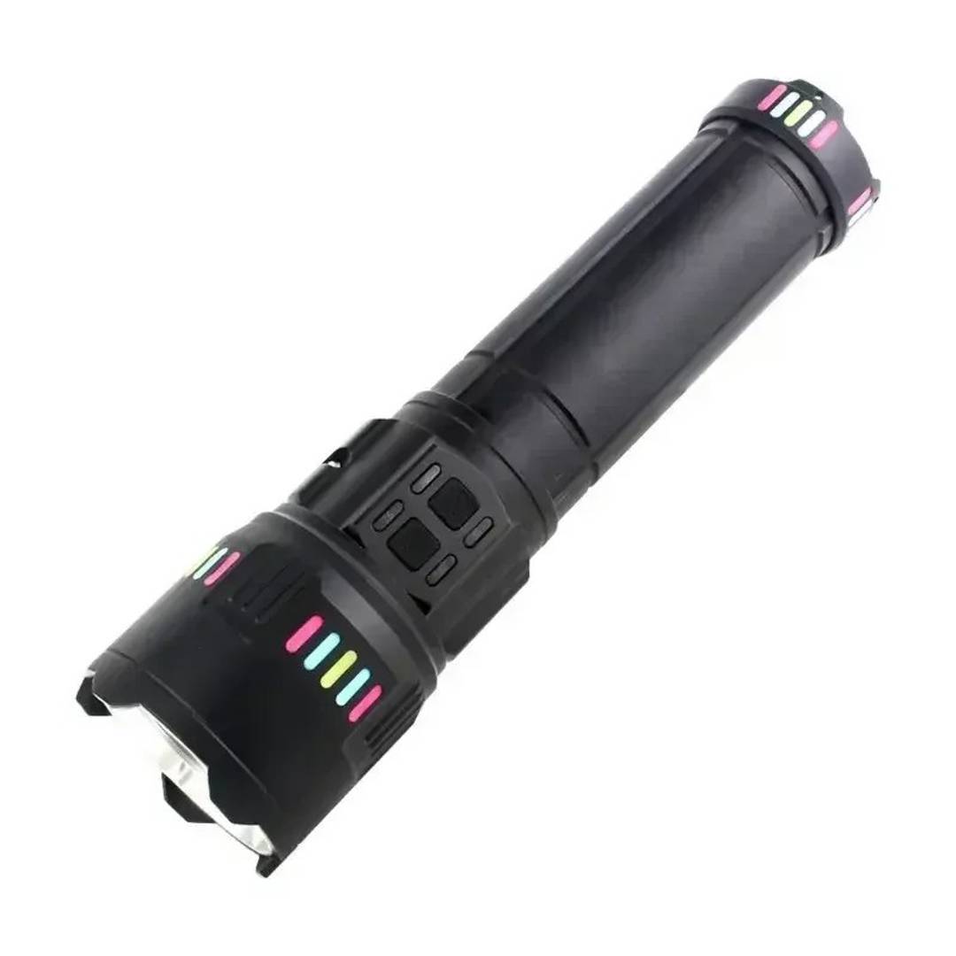 Lanternă LED reîncărcabilă din aluminiu, cu zoom și filtre colorate