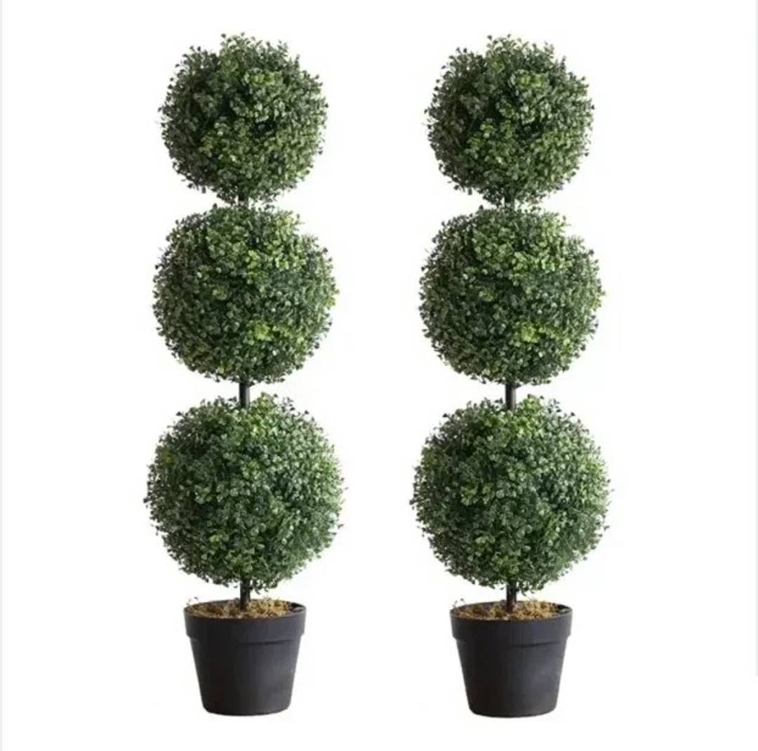 Künstlicher Formschnittbaum mit 3 Kugeln im Topf, Höhe 90 cm