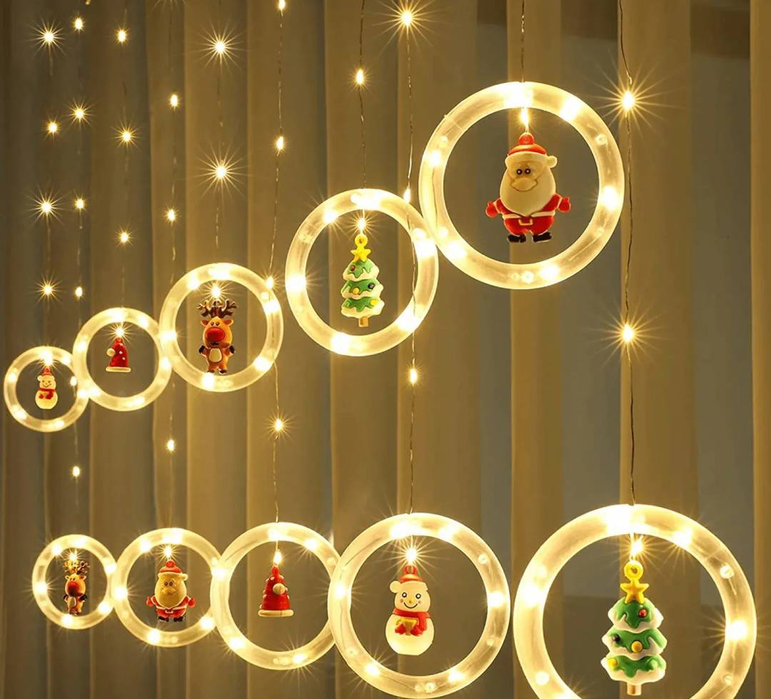 LED-Ringe mit Weihnachtsfiguren, 10 Stück