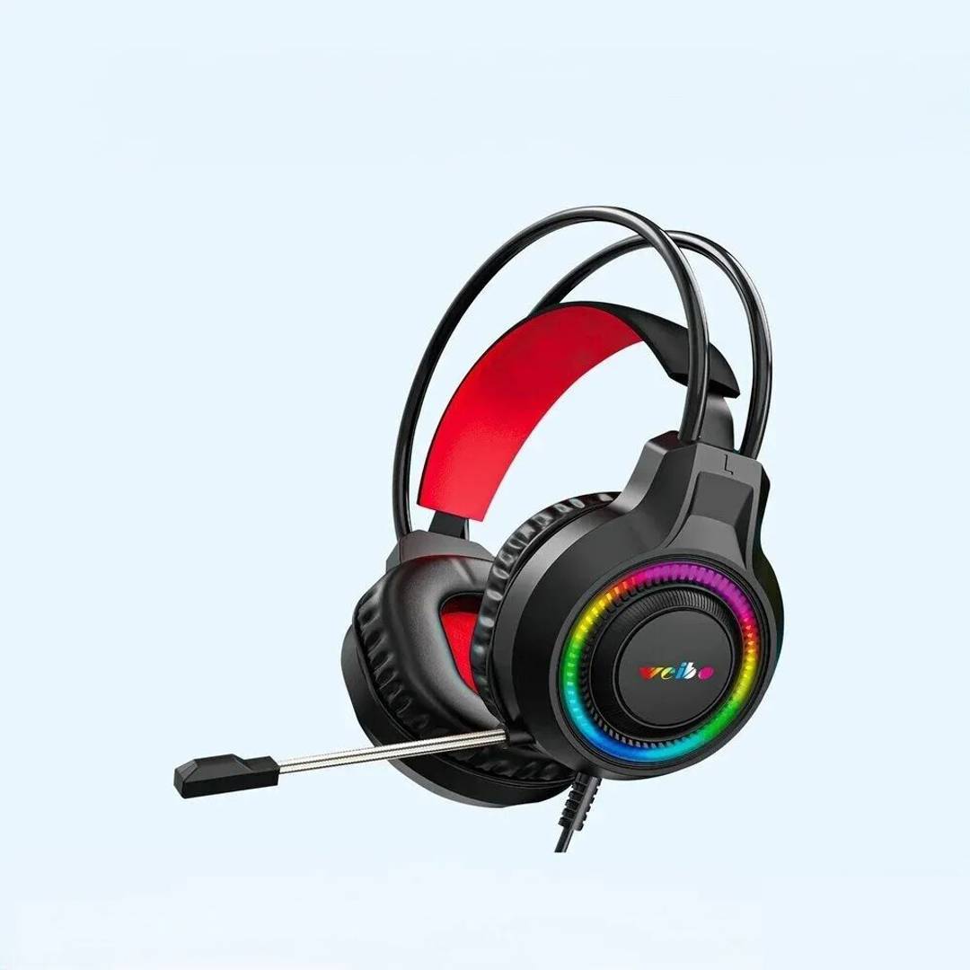 Геймърски слушалки с микрофон Weibo G61, RGB осветление