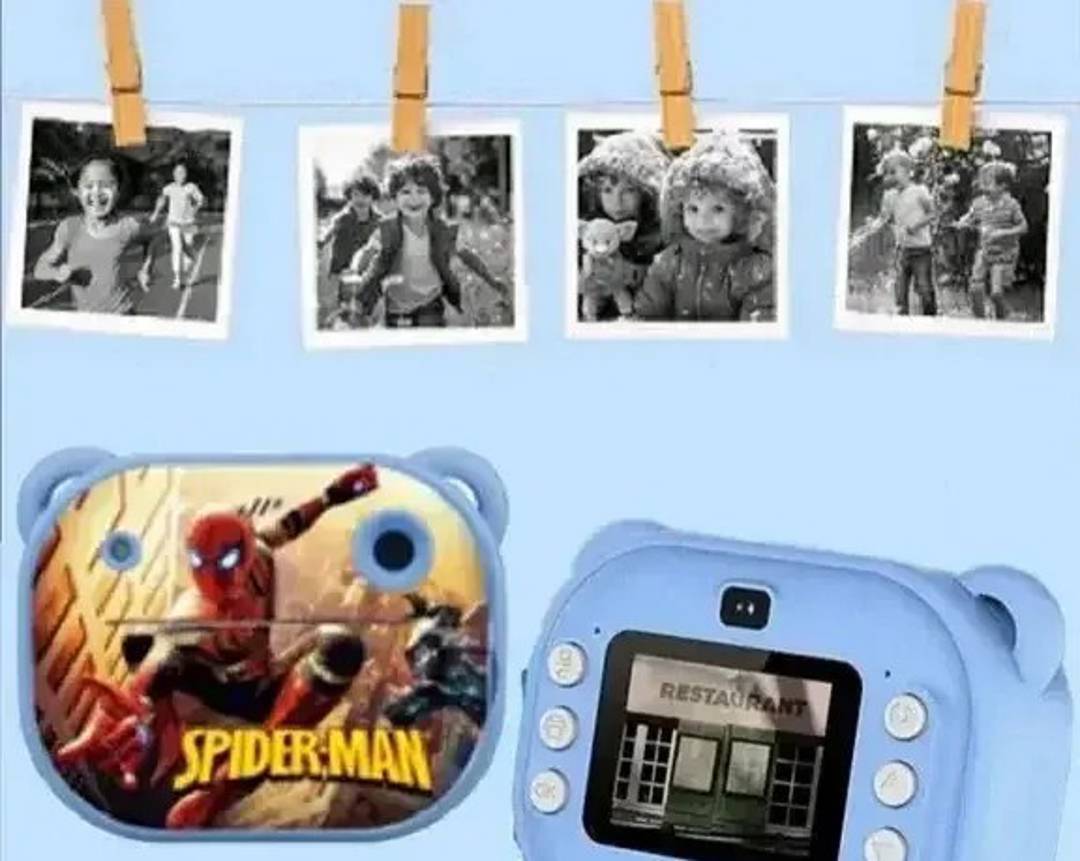 Gyerek fényképezőgép nyomtatóval, 2,4 hüvelykes kijelzővel, Pókember vagy Stitch mintával