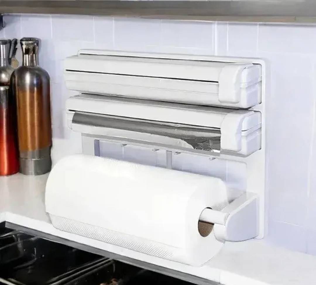 Wandhalter 3-in-1 für Frischhaltefolie, Alufolie und Küchenpapier