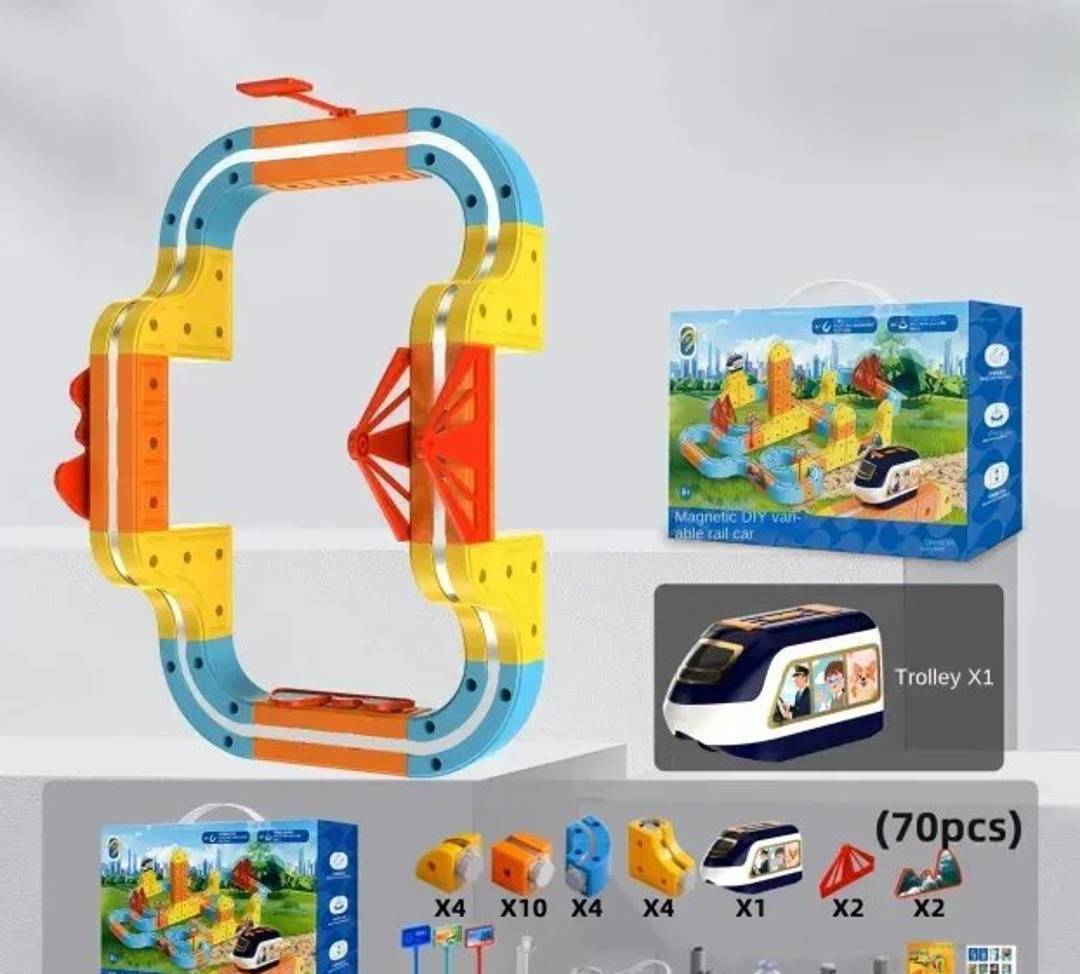 Magnetische Bahn mit Zug mit wiederaufladbarem Akku, 70, 86 oder 110 Teile