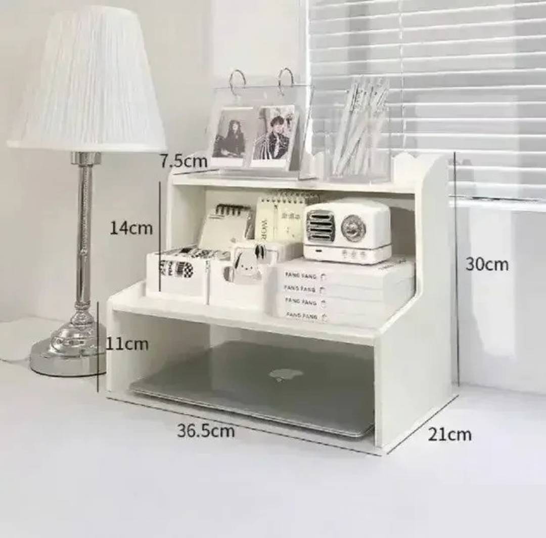 Desk shelf and organizer, white, 36.5 × 30 × 21 cm