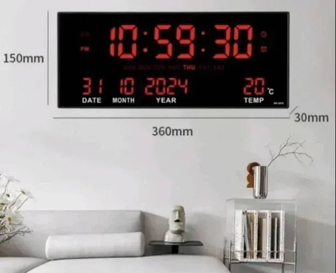 Digitale LED-Wanduhr JH3615 mit Kalender und Temperaturanzeige
