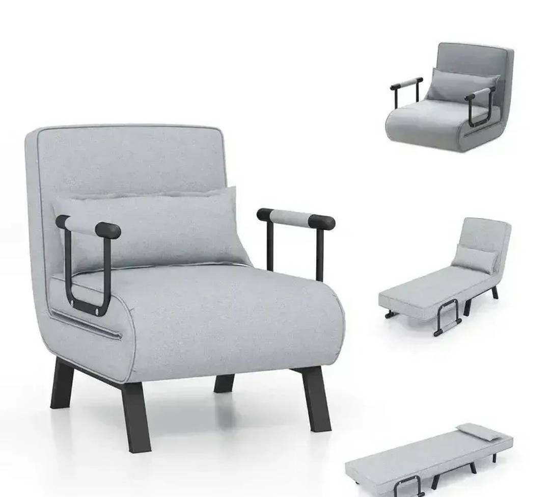 Klappbarer Sessel 3-in-1 – Sessel, Liege und Bett, grau