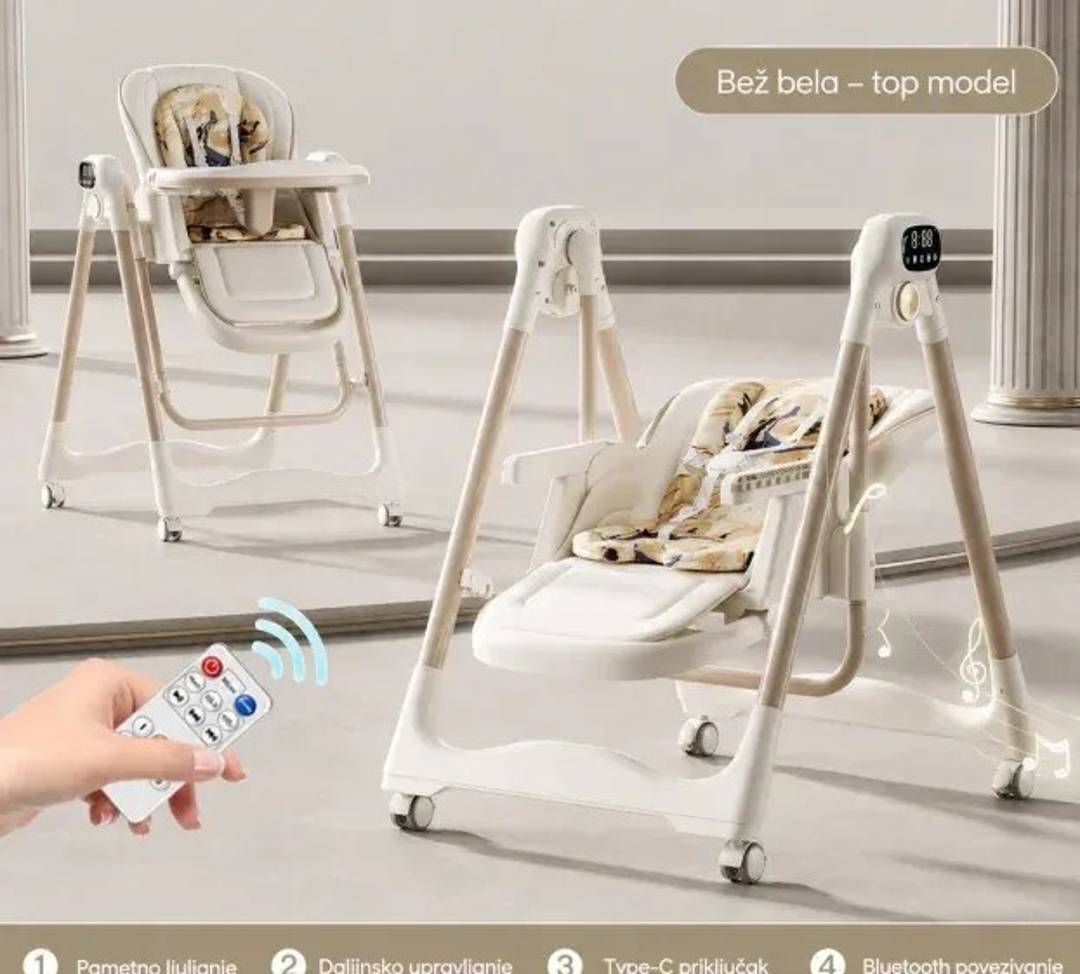 Hranilica za bebe 2 u 1 sa ljuljaškom i daljinskim upravljačem