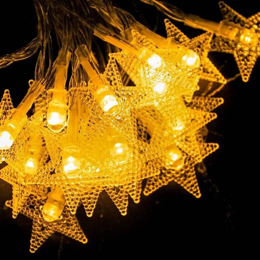 LED-Lichter in Sternform, 4 m, warmweiß