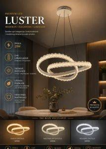 Hängende LED-Deckenleuchte Cristallo Lux 25 W mit Kristallringen — Beograd
