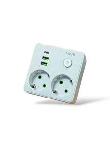 Multifunkcionalna utičnica V-278 sa 2 šuko priključka, 2 USB i Type-C — Beograd