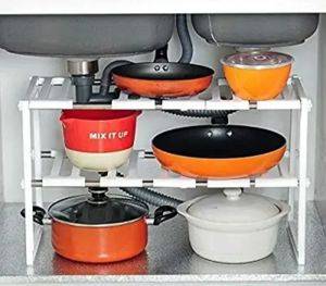 Verstellbares Regal für unter die Spüle mit 2 Ebenen, 50–76 cm — Beograd