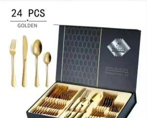 Besteckset für 6 Personen in Geschenkbox, goldfarben, 24-teilig — Beograd