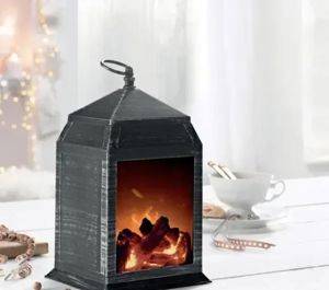 Dekorativni LED fenjer sa efektom vatre kamina, 16 x 12 x 10 cm — Beograd