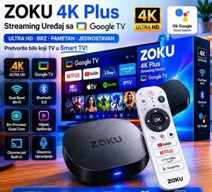 Smart TV box ZOKU 4K Plus sa Google TV i glasovnim daljinskim — Beograd