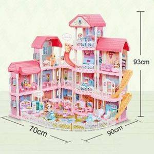 Căsuță pentru păpuși Vila, cu patru etaje, 3 păpuși și mobilier — Beograd