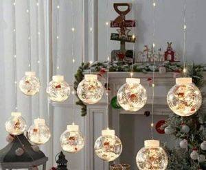 Hängende LED-Kugeln mit Weihnachtsmann, 3 m Lichterkette, batteriebetrieben — Beograd