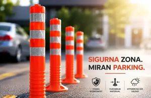 Stâlp flexibil de parcare de 65 cm, cu benzi reflectorizante — Beograd