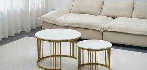 Milano Beistelltisch-Set mit goldenem Gestell und Marmoroptik — Beograd
