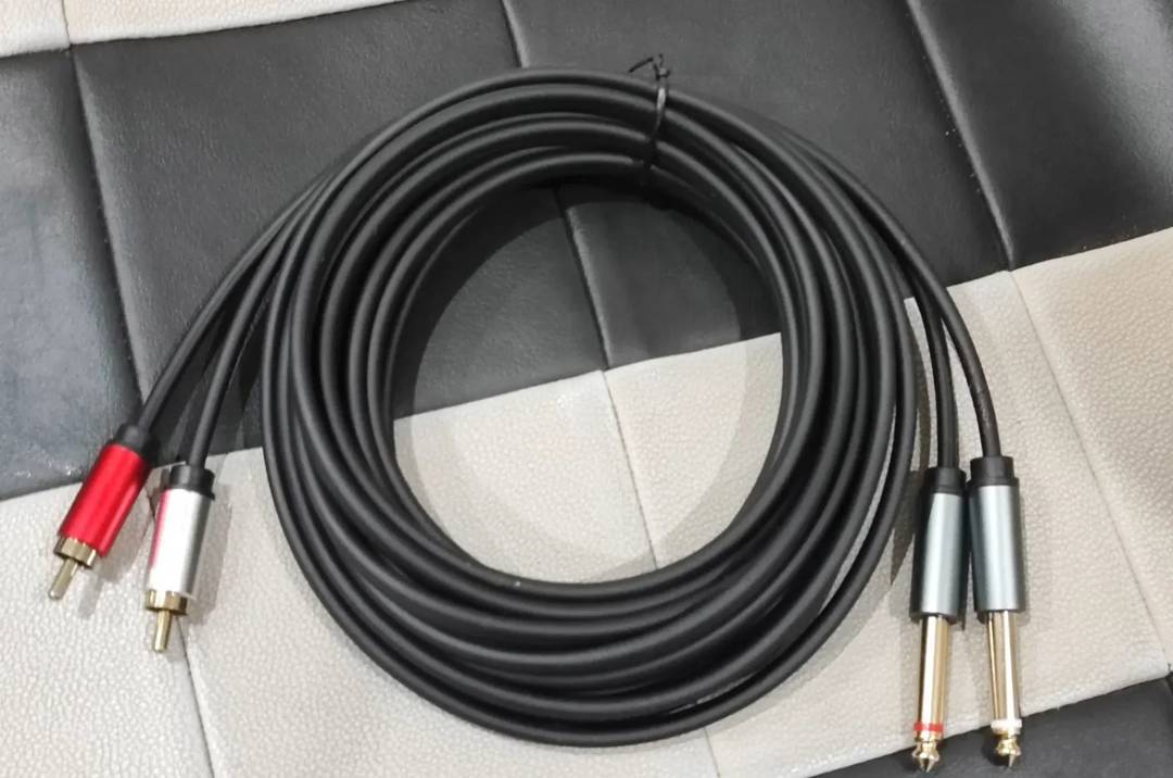 2× RCA (phono) to 2× 6.3 mm TS mono jack cable, 5 m