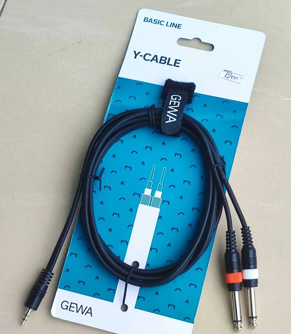 Gewa Basic Line Y-Kabel 2× 6,3-mm-Monoklinke auf 3,5-mm-Stereoklinke, 1,5 m