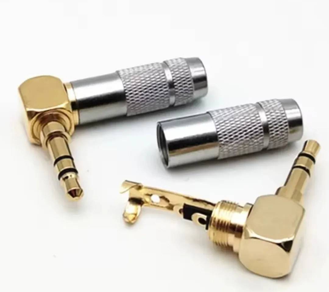 3,5 mm-es sztereó mini jack csatlakozó, derékszögű, aranyozott