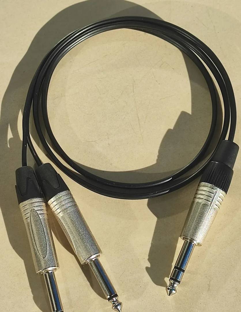 Kabl 2× banana 6,3 mm mono na banana 6,3 mm stereo, 1 m