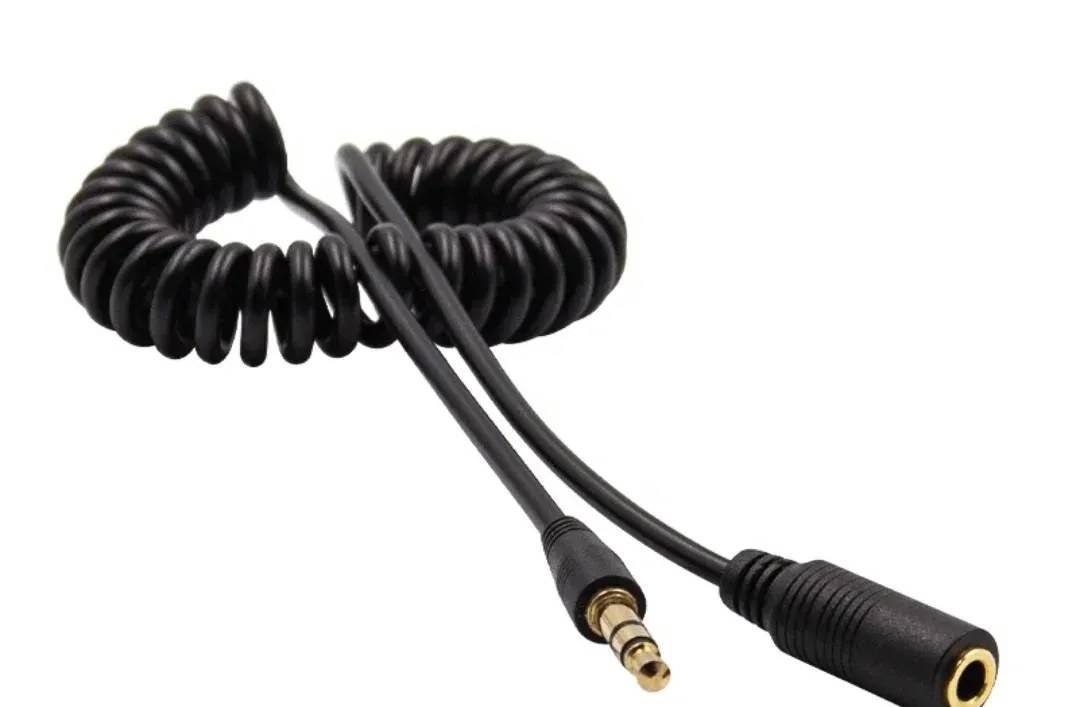 Proel coiled extension cable 3.5 mm male–female, 34–50 cm