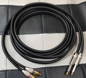 Kabel 2× RCA (Cinch) auf 2× 6,3-mm-Monoklinke, Metallstecker — Bor
