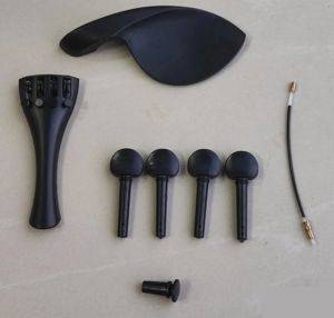 Set für 4/4-Geige: Saitenhalter, Saitenhalterdraht, Wirbel, Kinnhalter und Endpin — Bor